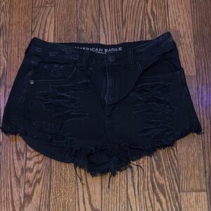 American Eagle Outfitters Black Ripped Jean Shorts